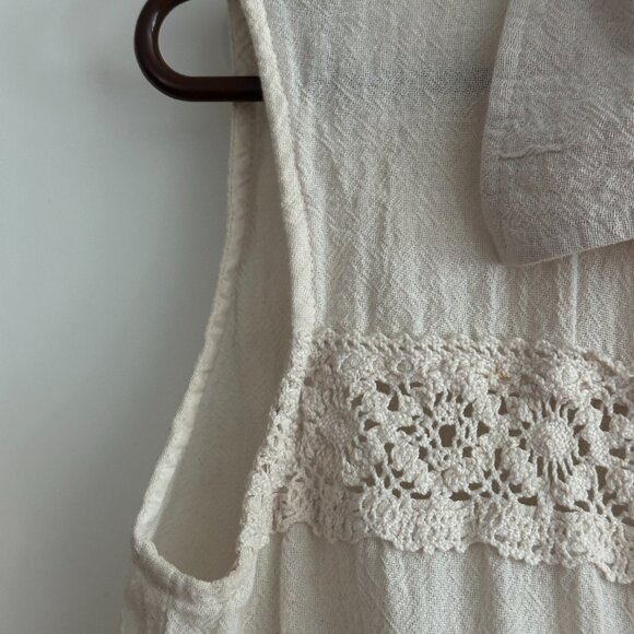 Grandi Women's Ivory Top, Sleeveless, Medium, Button Down Shirt - Picture 6 of 9